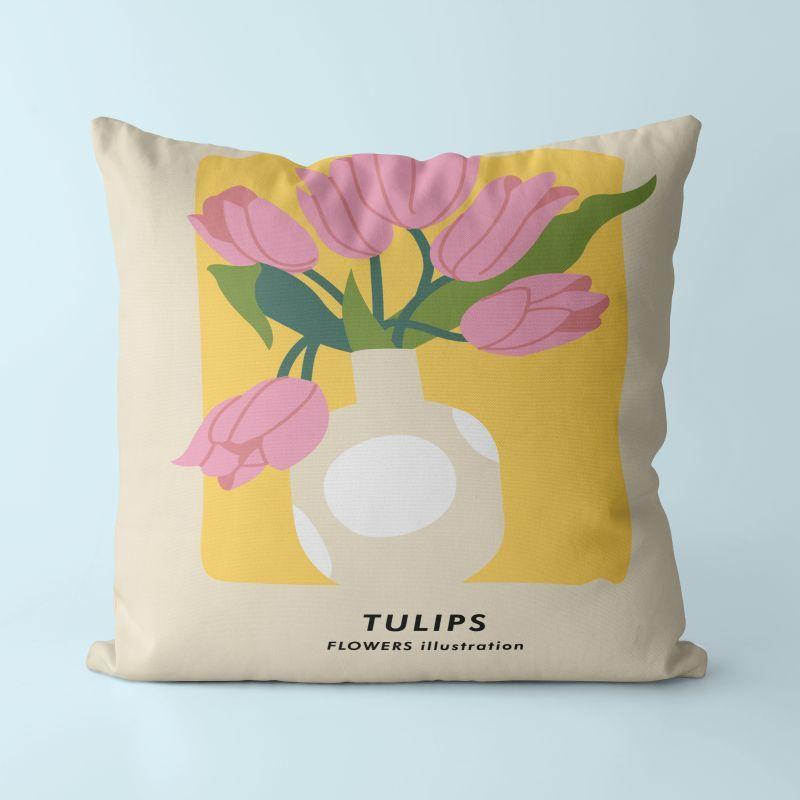 

Beautiful Floral Pillow Nordic Cushion Ins Style Living Room Pillow Sofa Cushion Fresh Office Seat Cushion Flannel 45x45cm double-sided [without pillow core]