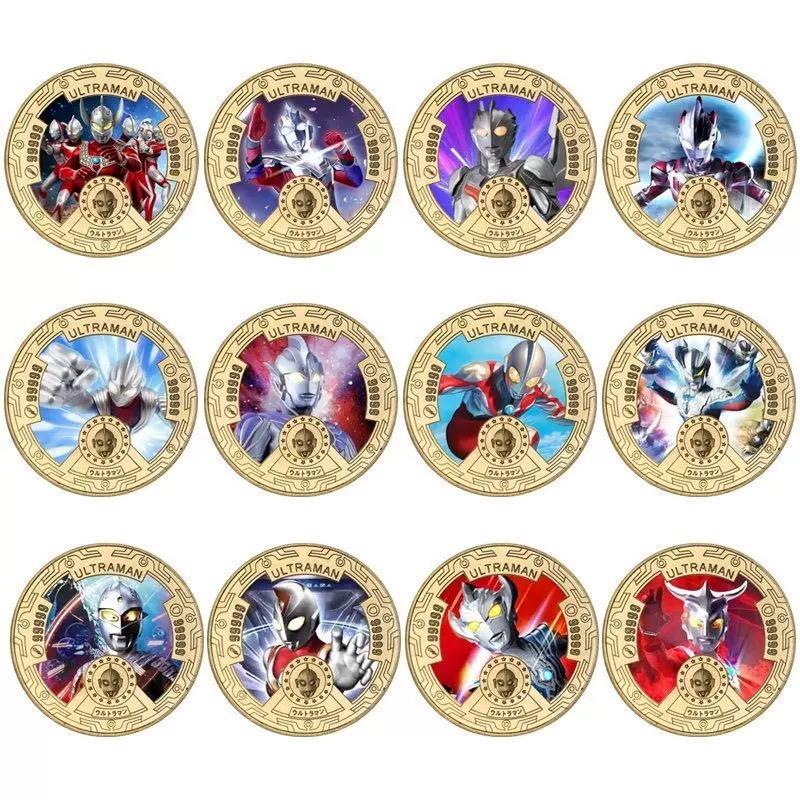 Classic Cartoon Ultraman Coin Set Anime Metal Collectible Coins for Kids Hot Japanese Cartoon Badge Toy Gift Holiday Collection