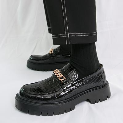 Modemarke Herren Loafer mit dicker Sohle Mode Personalisierte Glänzende High Top Lederschuhe Business Büro Komfort Herren Lederschuhe