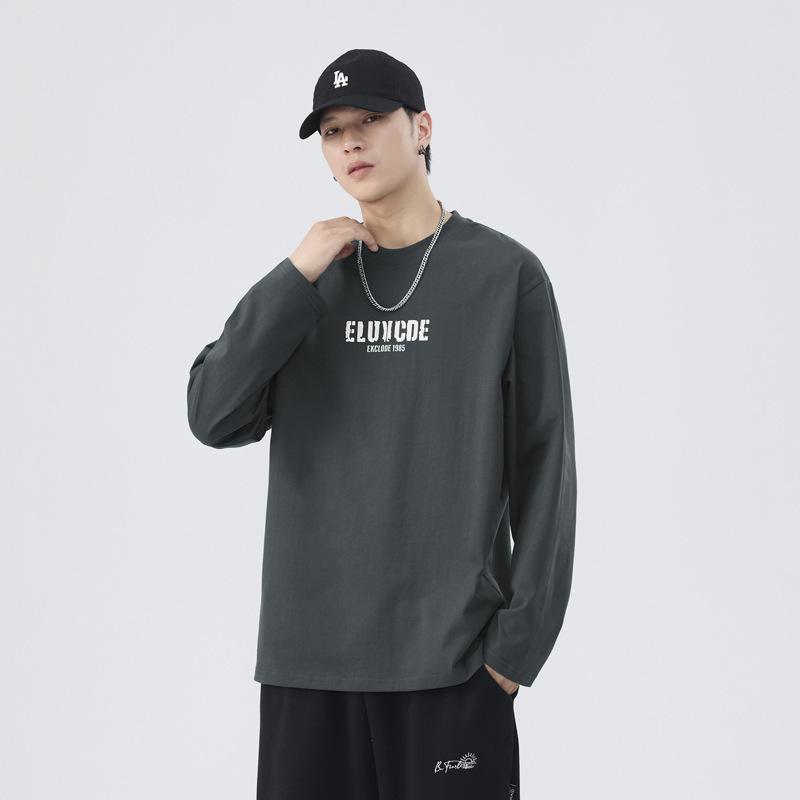 

Футболка с длинным рукавом для мужской весны и осени, новые тонкие топы для осени, мужская базовая футболка 4XL