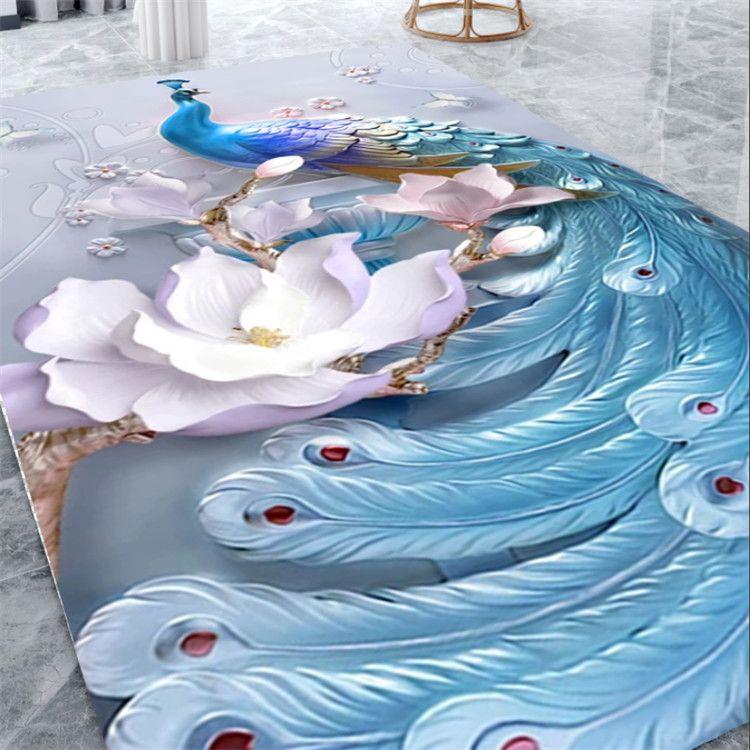 

3D изысканный коврик с изображением павлина, коврик для дома, гостиной, спальни, дивана, коврик для кухни, украшение для кухни, нескользящие коврики 140*200cm