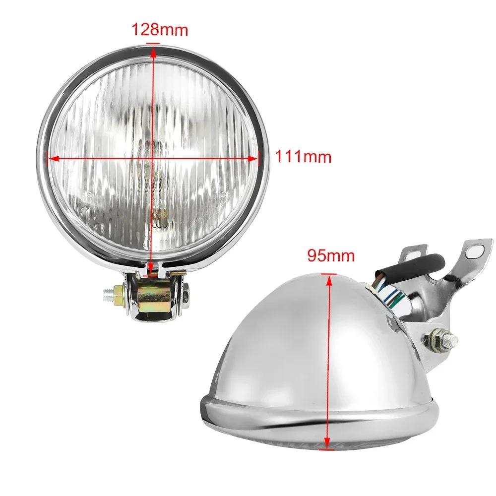 1pc for Suzuki Dirt Bike Retro Motorcycle Headlight Round with Holder Electroplate Vintage Head