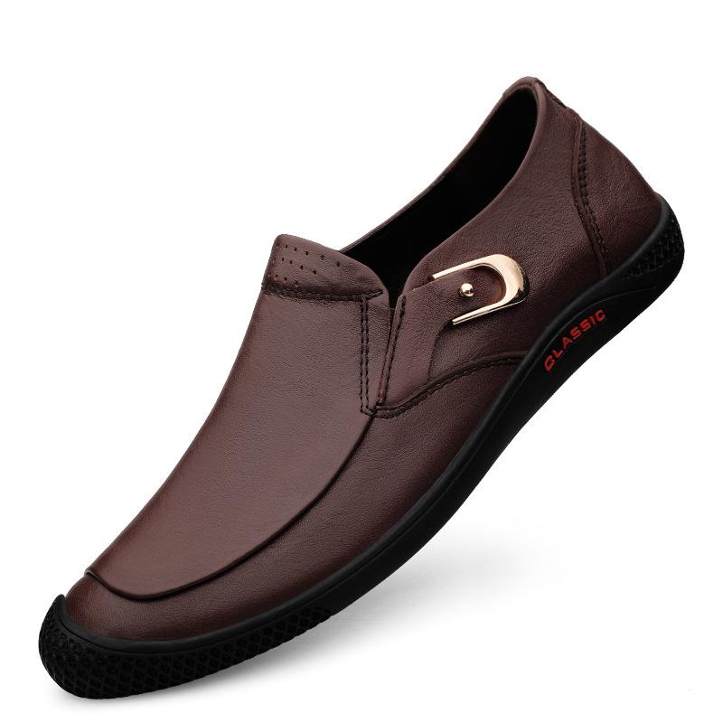 Men s Cross-border Autumn Casual Leather Slip-On Loafers - Breathable Cowhide Shoes 43