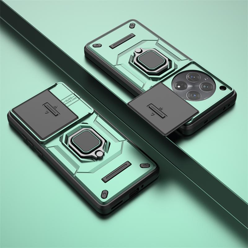 For OnePlus 12 Case Slide Push Pull Camera Protect Phone Case For One Plus 12 OnePlus12 5G Magnetic Ring Holder Armor Back Cover