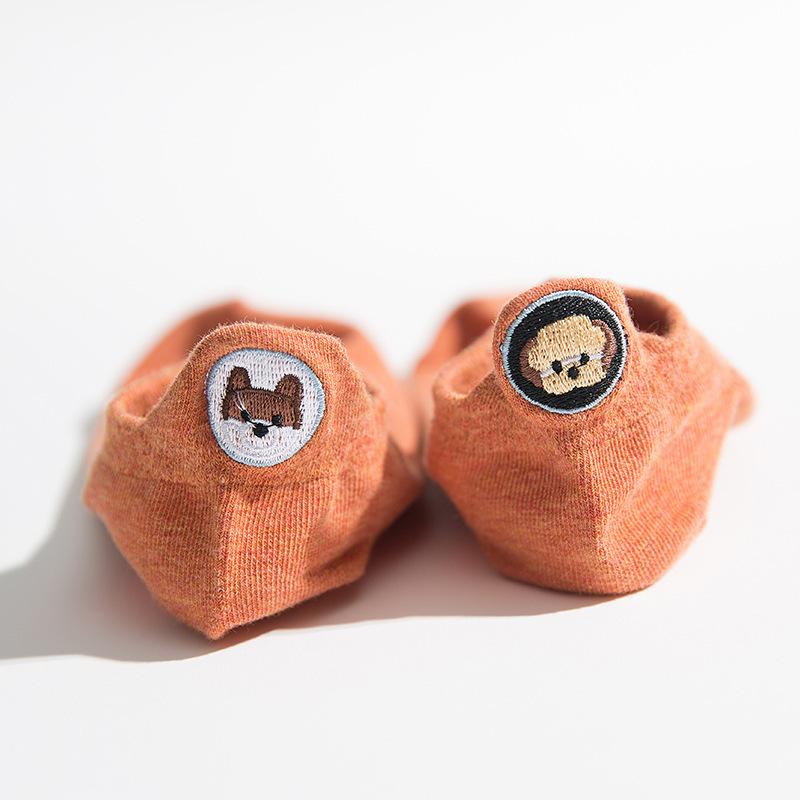 Harajuku Skarpetki Funny Ankle Socks Embroidery Animal Pug Cute Socks Women Divertidos Creative Sokken Kawaii Chaussette Femme