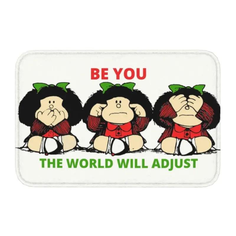 Cartoon Hübsches Mädchen Fußmatte Retro Mafalda Manga Vorderer Boden Eingangsbereich Matte Quino Manga Cartoon Badezimmer Teppich Küchenmatte