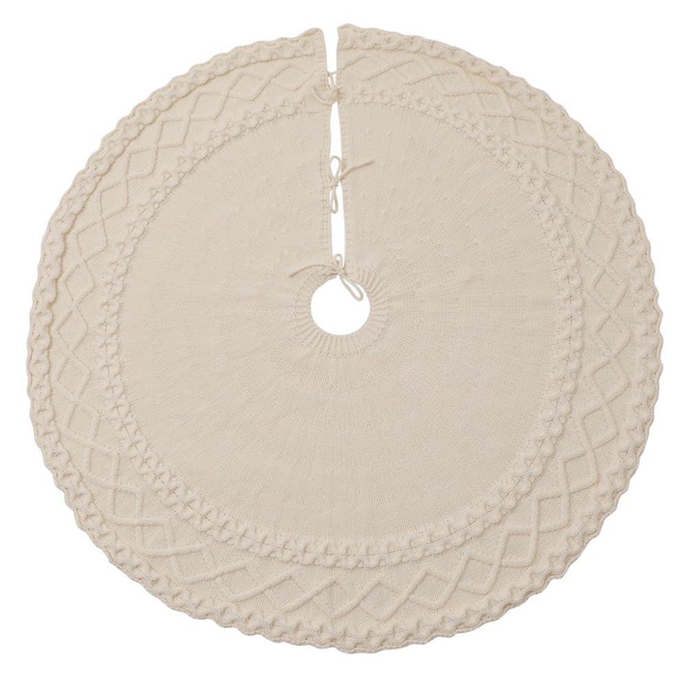 

Рождественское украшение Вязаное дерево Пряжа Дерево Низ для и Фестивалей Коврик, Юбка, Фартук, Диаметр 48 /122см, Круглый, Мероприятия, Рождество, (белый) белый