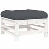 VidaXL Garden Footrest with White Cushion Solid Pine Wood, Stool, Ottoman Footrest, Garden Stool, Pouf, 825668