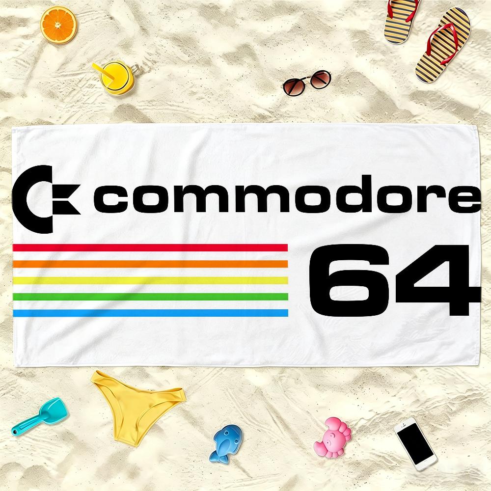C-Commodore 64 Fashion Towel Soft Lightweight Anti-Sand Large Beach Towel Quick-Drying Bath Sports Family
