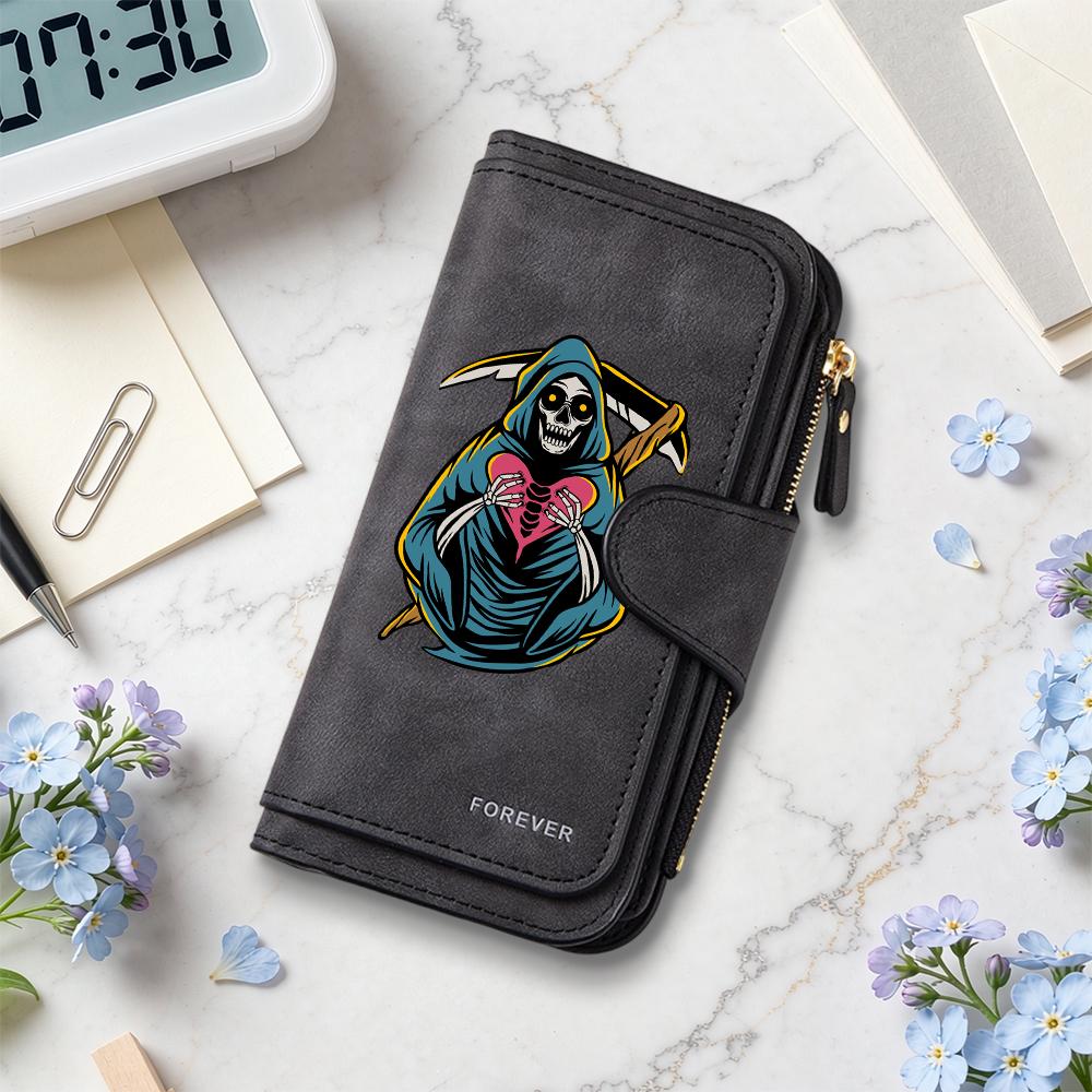 Grim Reaper Pattern Long Wallet Portable Card Holder Fashion Daily Use Purse