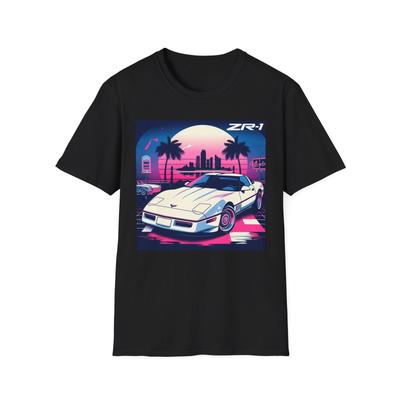 C4 ZR-1 Miami Vice Retro 80s Neon Art Graphic T-Shirt