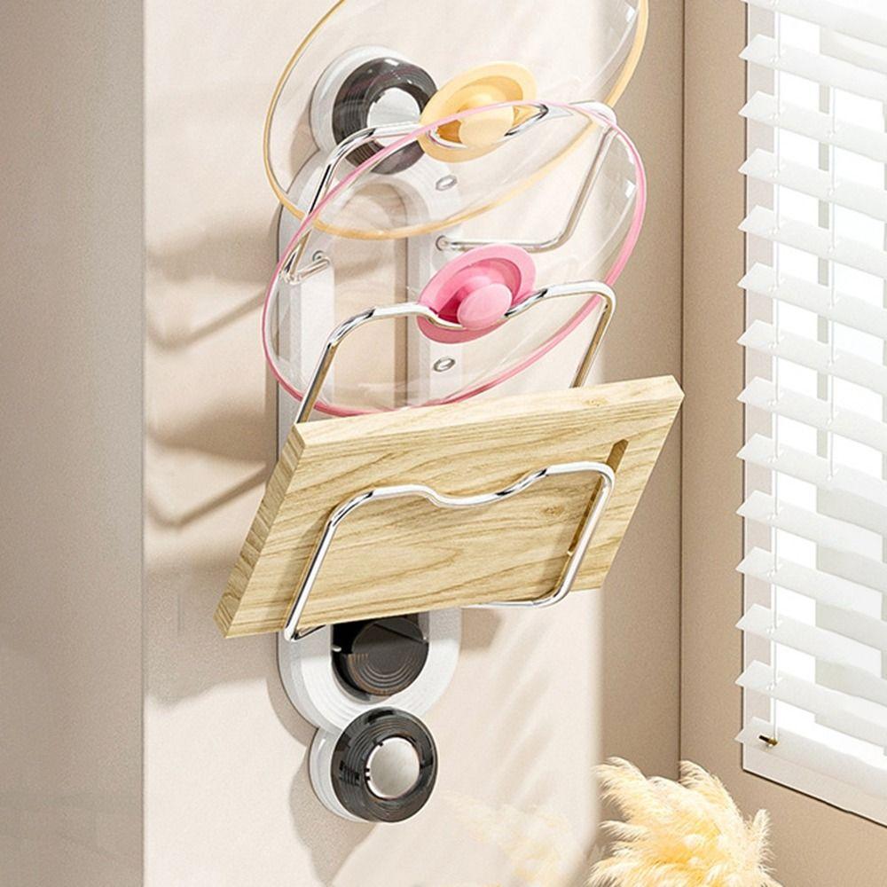 Punch Free Suction Cup Pot Lid Rack Space Saving Cutting Board Holder  Kitchen