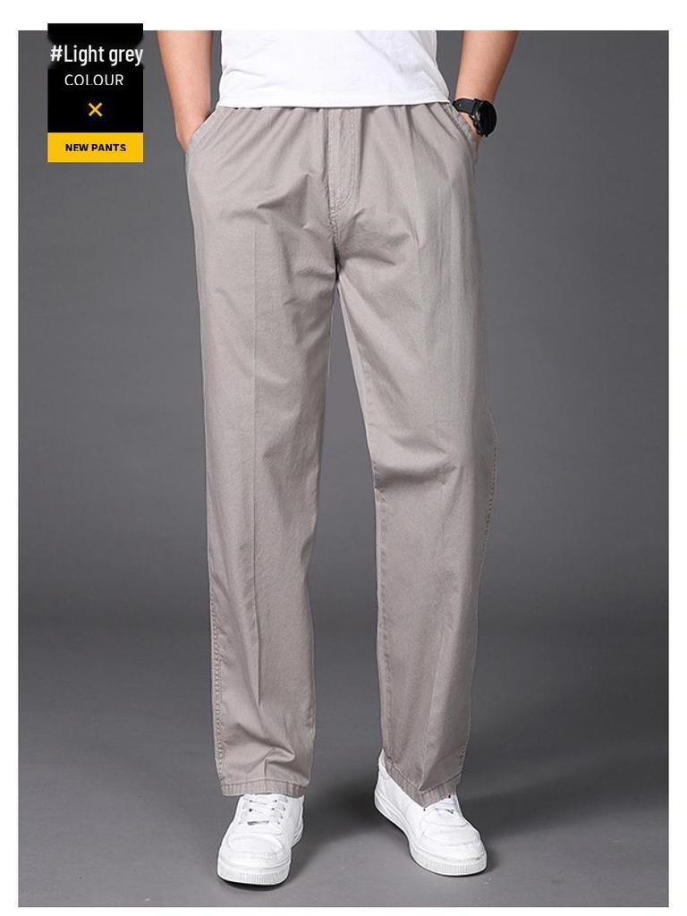 Men's Wide Leg Pure Cotton Workwear Pants - Breathable, Straight Leg Sweatpants for Spring and Autumn