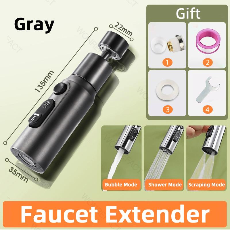 

Premium High Water Pressure 360° Flexible Nozzle Spout Brass Three-mode Faucet Extender Tap Water Saving Household Kitchen Sink