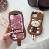 Kawaii 3D Cartoon Chocolate Ice Cream Bear Phone Case For iPhone 16 15 14 13 12 Pro Max 11 Cute Soft Silicone Back Cover