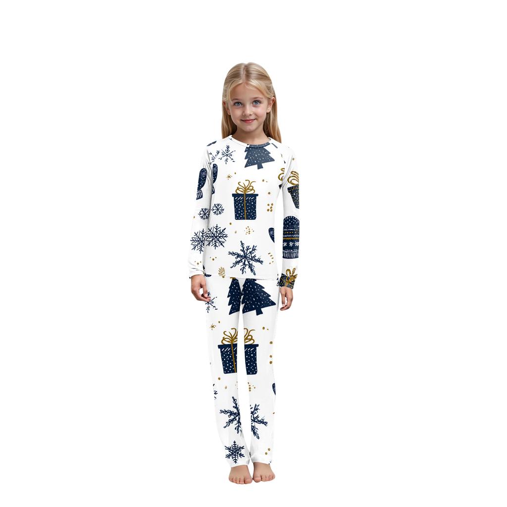 Christmas Printed Round Neck Parent-Child Long Sleeve Long Pants Home Clothes Set