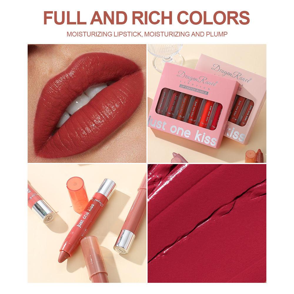 Moisturizing Lipstick Crayon Lipstick Pen Combination Lip Liner Pen Solid Lip Gloss 6-pack Set