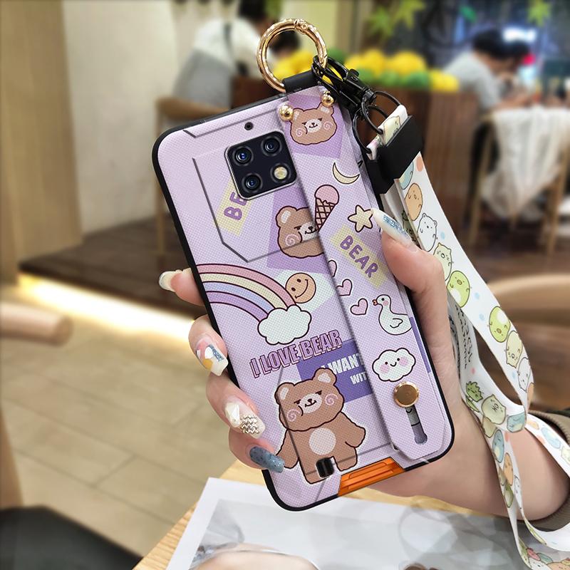 Shockproof Soft case Phone Case For Oukitel WP6 Kickstand Wristband Dirt-resistant Lanyard Silicone Ring Cute Cartoon