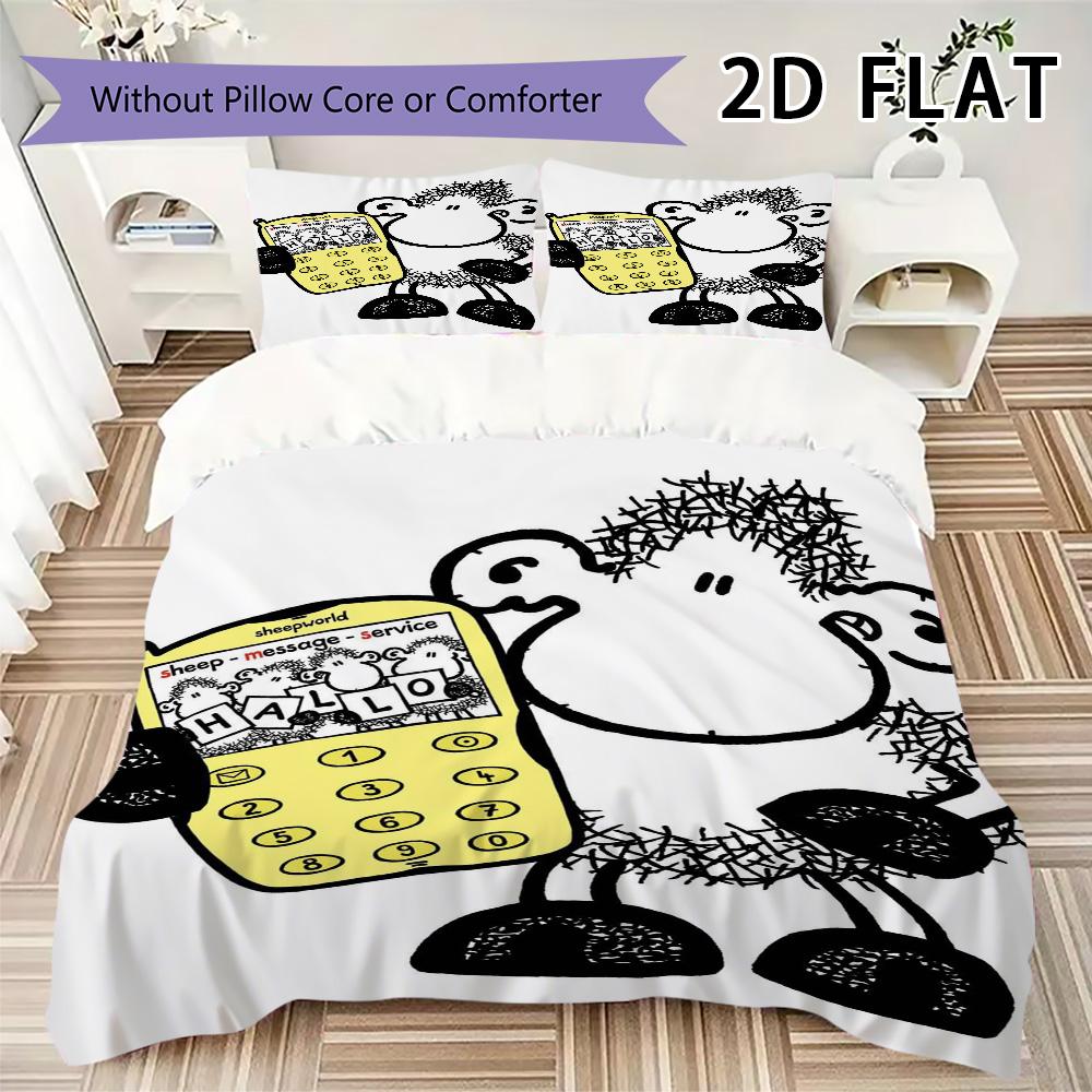 Sheepworld Pattern Bedding Uilt Set Uilt Cover Pillowcase Home Decoration Birthday Gift (1 * Duvet Cover + 2 * Pillowcase Without Core)