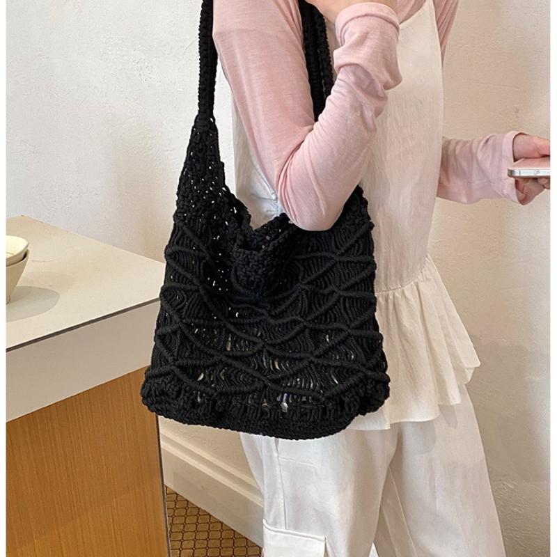 2026 Summer New Hollow Out Crochet Knitted Tote Bag Large Capacity Summer Versatile Beach Shoulder Hobo Bag for Women
