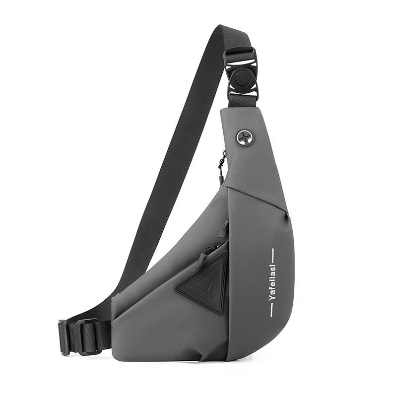 Men s Water-Repellent Crossbody and Underarm Chest Bag for Cycling серый левого плеча
