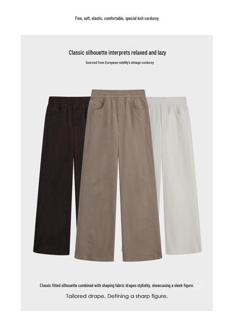 Women's T8 Corduroy A-line Wide Leg Pants - Slim Fit for Autumn & Winter