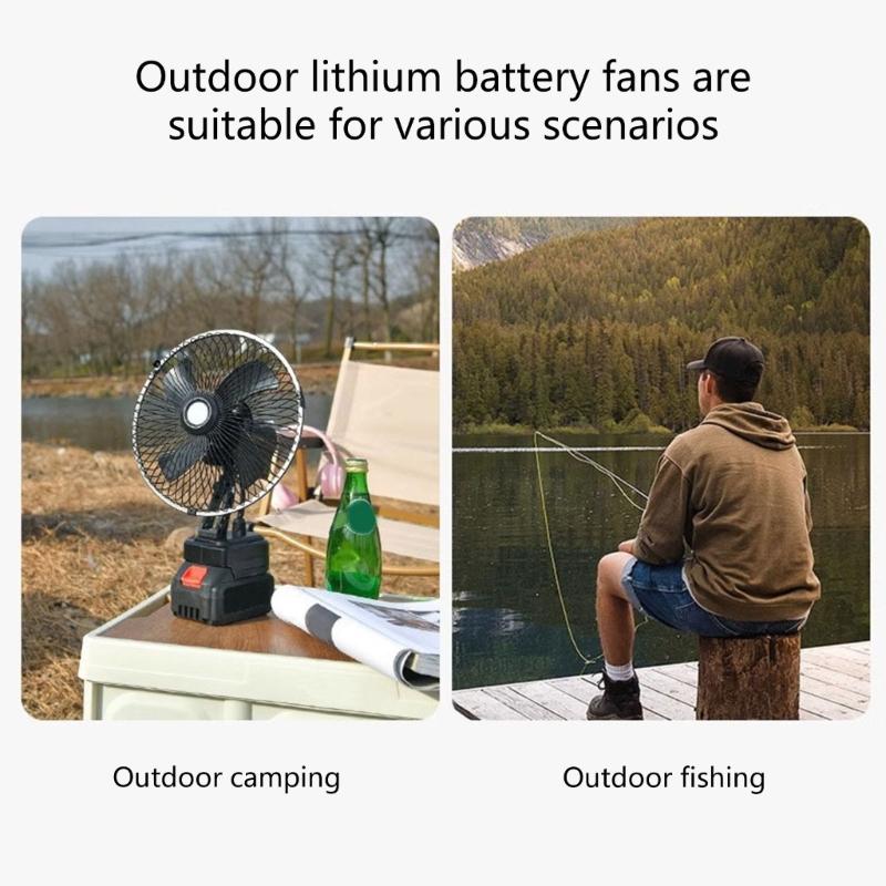 8 Inch Compacted Rechargeable Fan With 180 Degree Rotation And 2 Speed Settings For Outdoor Camping And Worksites