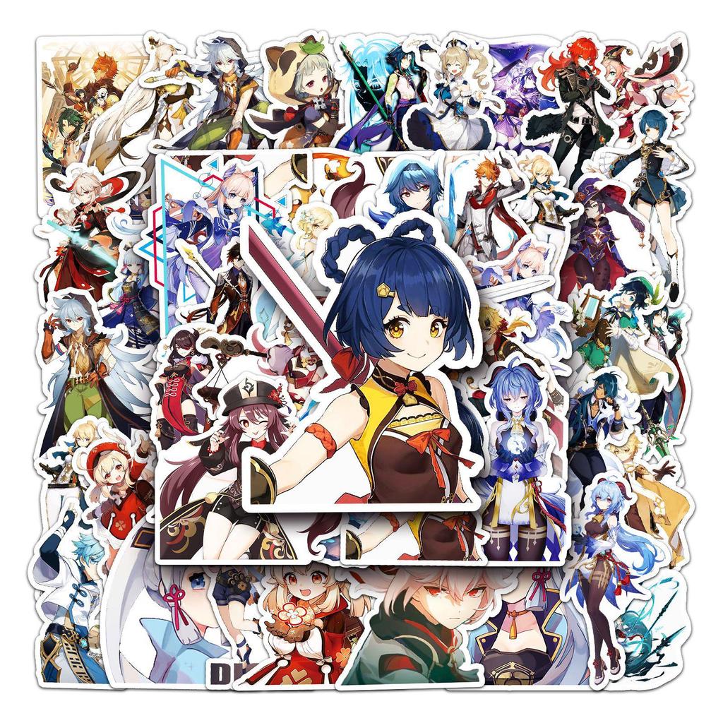 50PCS Genshin Impact Game Card & Luggage Stickers - Trendy Graffiti for Laptop, Car, and More