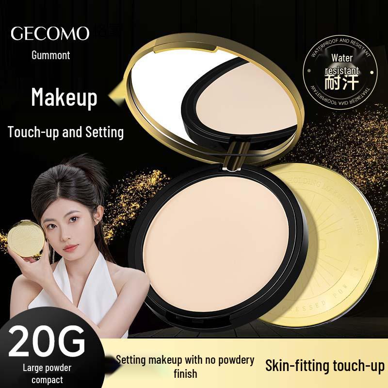 GECOMO Feather-light Soft Gauze Long-lasting Powder Foundation - Large Capacity Concealing, Touch-up, Setting, Brightening Loose Powder Compact.