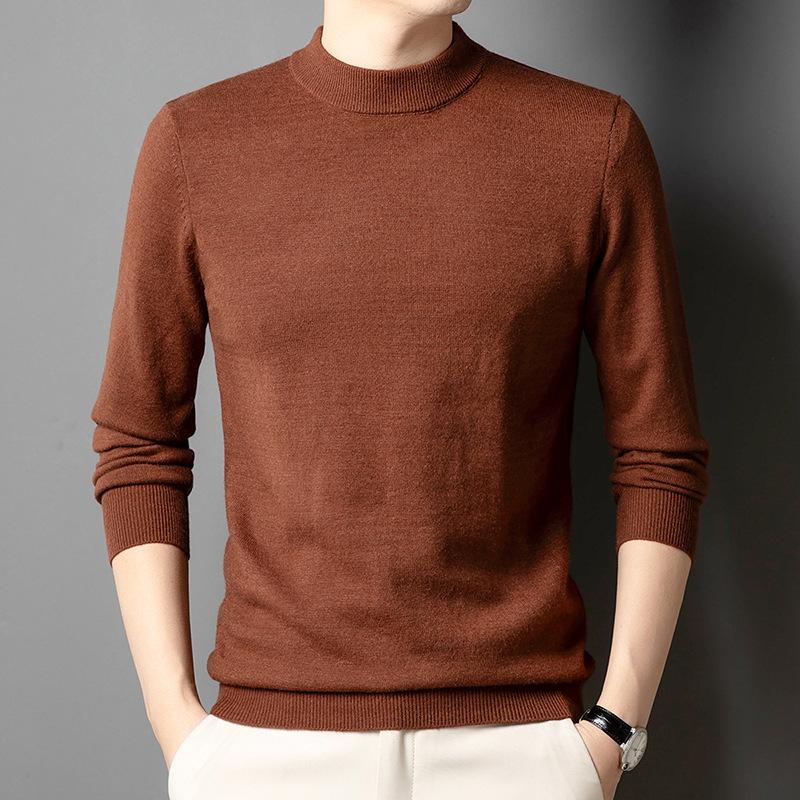 Spring and Autumn Men's Semi-turtleneck Sweater High-end Casual Versatile Business Men's Bottom Shirt