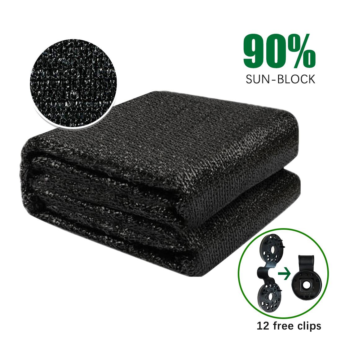 

8 ft. x 12 ft. Black 90% Shade Cloth Fabric Sunscreen UV Resistant Mesh Net with Cut Edge чёрный