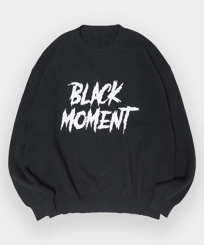 BLACK MOMENT Washable Graphic Rough Logo Knit Pullover T-Shirt [Blue]