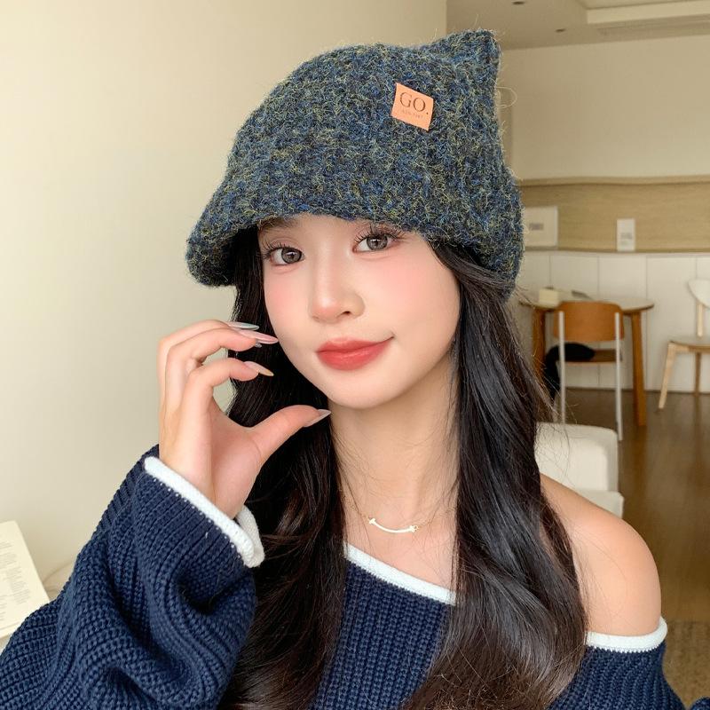 Korean Sweet and Cute Colorful Knitted Baseball Cap Autumn and Winter Fashion Versatile Warm Hat Windproof Ear Protection Head Hat
