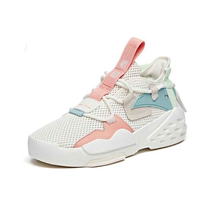 Anta Badass 6 Slip Resistant Shock Absorbing Durable Low Top Sneakers Women Sneakers White Pink 122028086-2