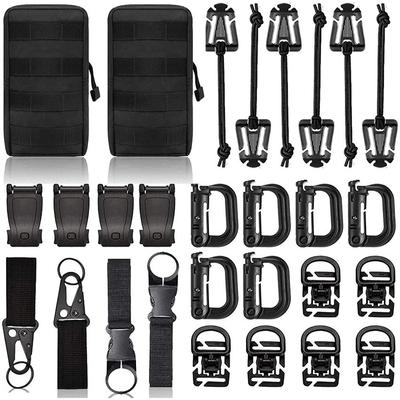 28pcs Tactical Gear Clip Set Outdoor Molle Attachments with D-Ring Locking Clip Molle Key Ring for Bags Backpack