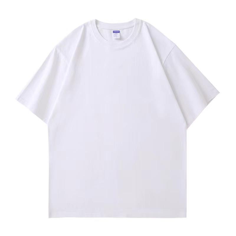 260g Unisex Pure Cotton Loose Fit Double Yarn Drop Shoulder Half Sleeve T-Shirt
