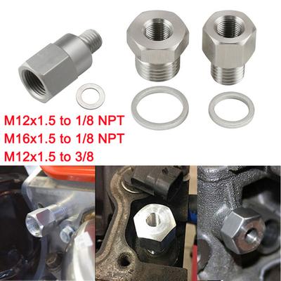 1 Stück M12x1,5 auf 3/8 Öl Drucksensor Adapter Kit Passend für LS Serie Motorumbau Außengewinde auf NPT Innengewinde Edelstahl Auto Zubehör