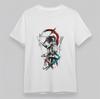 Women's Soft Oversize T-Shirt Warrior Brushstroke Art Tee Short Cotton White Tee