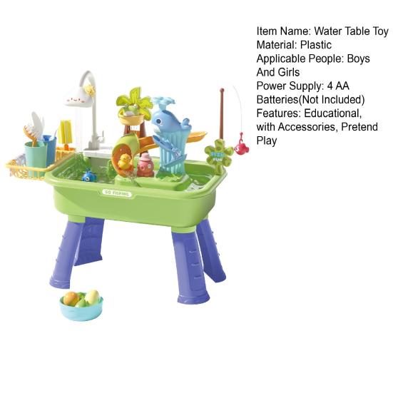 Toddlers Sand And Water Table Toy with Faucet Play Food Accessories