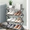 4 Tier Foldable Shoe Rack Space Saving Free Standing Shoe Storage Organizer for Closet Hallway