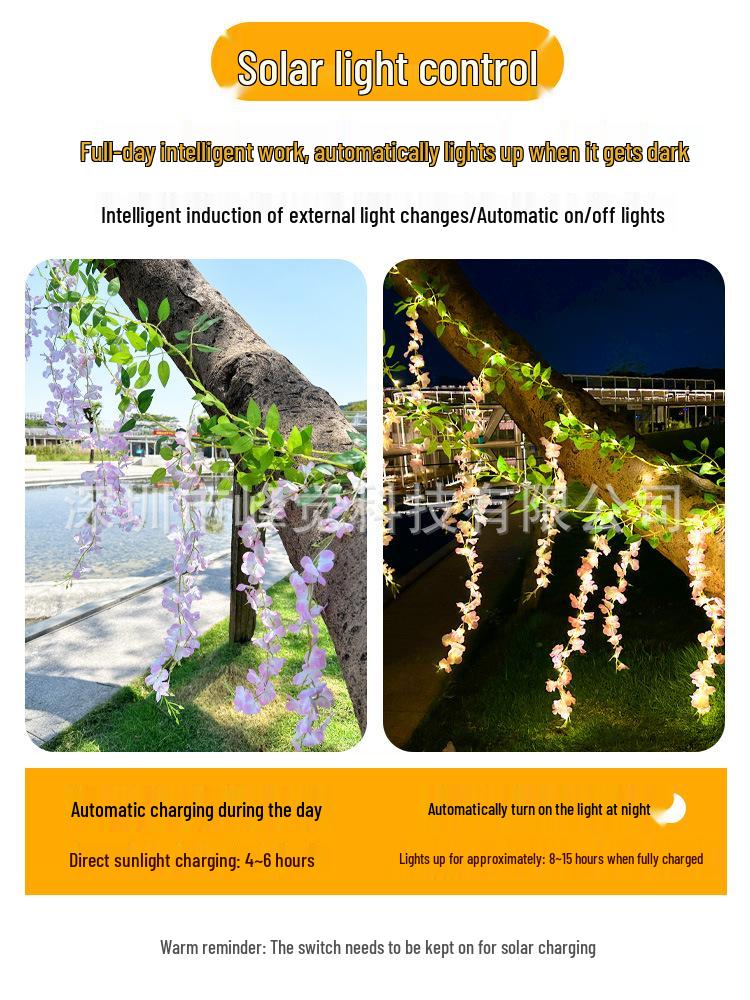 Solar LED Flower Vine String Lights for Outdoor Decor