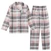 Spring and Autumn Men and Women Cotton Double Gauze Long Sleeve Trousers Suit Couple Summer Thin Pajamas Home Service Plus Size