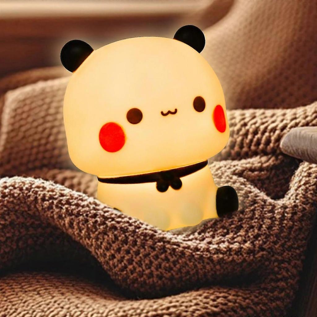 BUBU DUDU Cute Panda Night Light 3Stage Dimmable Battery LED Lamp with Silicone Touch, Portable Bedroom Decoration Nursery Gift for Girls/Boys