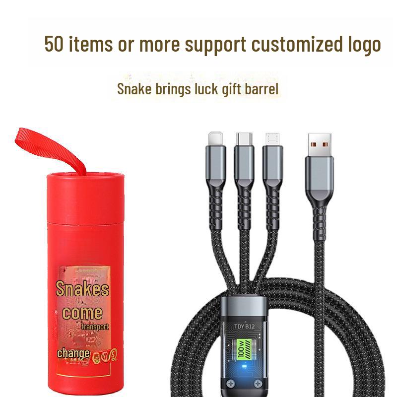 Jike 100W Transparent 3-in-1 Smart Flash Charging Cable