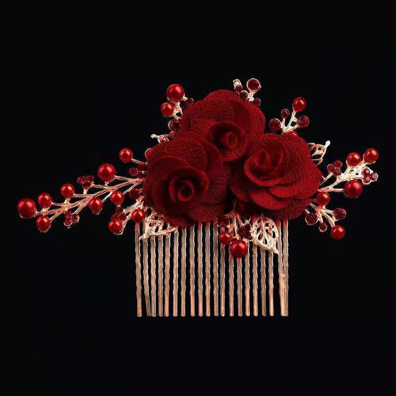 Xi Popo Brautlicher Hochsteckkamm mit Blumendesign für Hochzeiten und Bankette