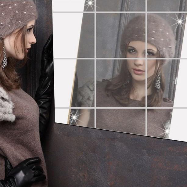 

Квадратные зеркальные наклейки на стену - 15x15см и 30x30см Съемное украшение для дома 0.2MM 30x30cm, 10 pieces