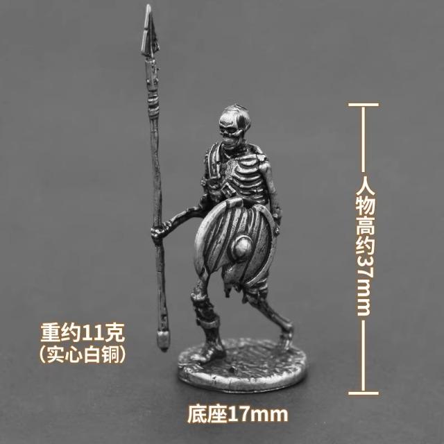 Ancient Medieval Legion Swordman Undead Skeleton Warrior Action Figures Metal Copper Model Armor Figurine Miniature Ornament Toy