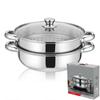 19.5x28cm Steamer Pot Stockpot 2Tier Durable Easy To Clean