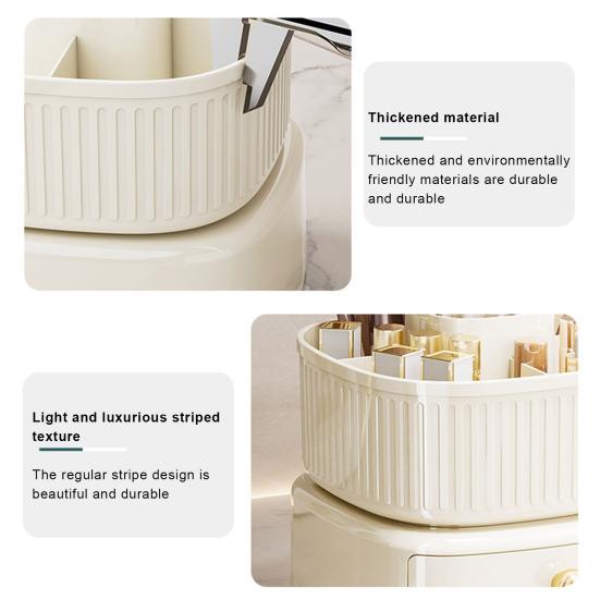 Makeup Organizer with Drawer 360 Degree Rotating Multi-functional Cosmetic Storage Box for Dressing Table Bathroom Office