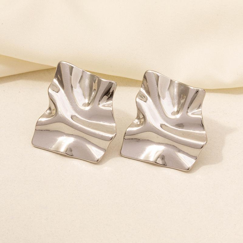 6pcs Simple Kpop Fashion Rectangle Irregular Stainless Steel Ear Studs For Women Men Accessories Silver Color Earrings Jewelry